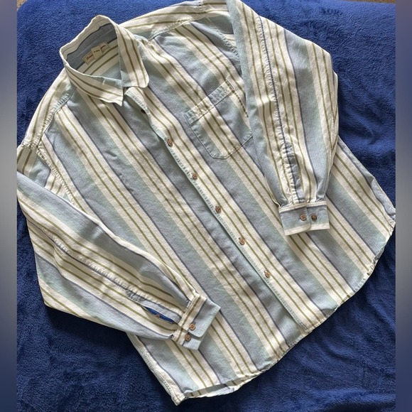Tommy Bahama Tencel Mens Striped Button Down Shirt Size XL Moisture Wicking - Picture 1 of 9